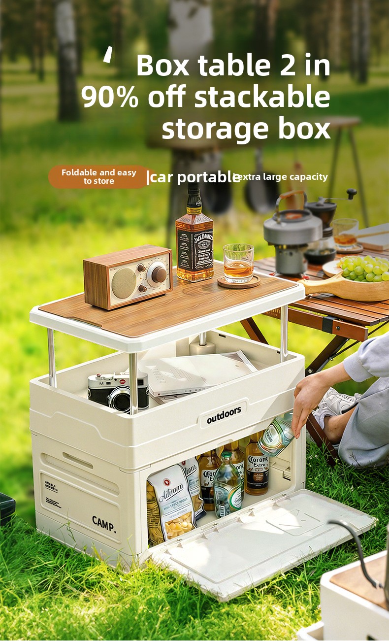 Outdoor Sport Chairs - Camping Folding Storage Box Wood Lid